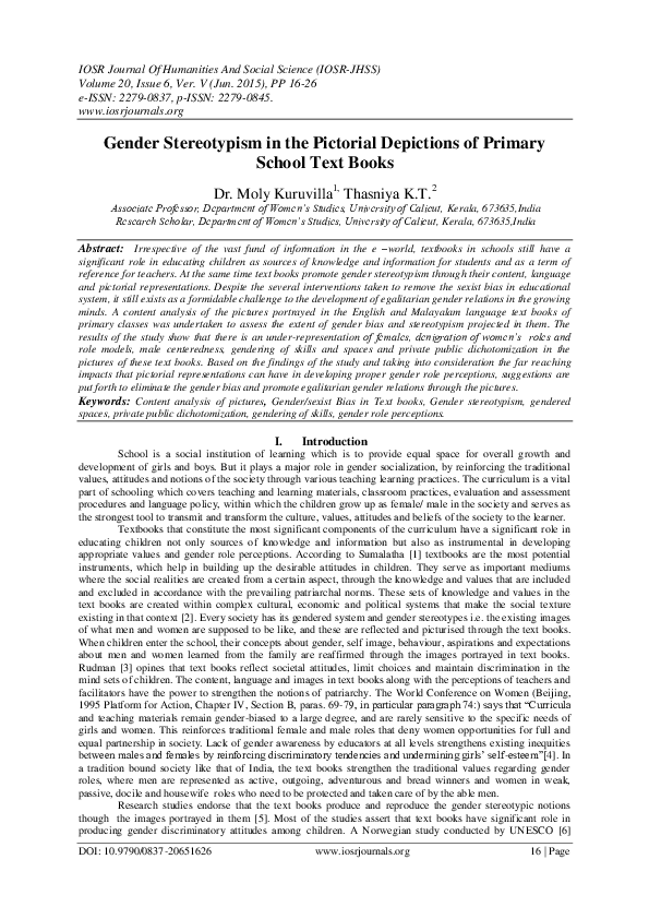 (PDF) Gender Stereotypism in the Pictorial Depictions of Primary School ...