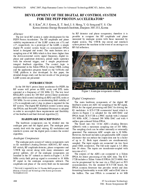 (PDF) Development of the Digital RF Control System for the Pefp Proton ...