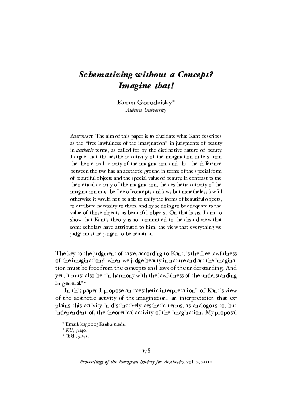 (PDF) Schematizing without a Concept? Imagine that!