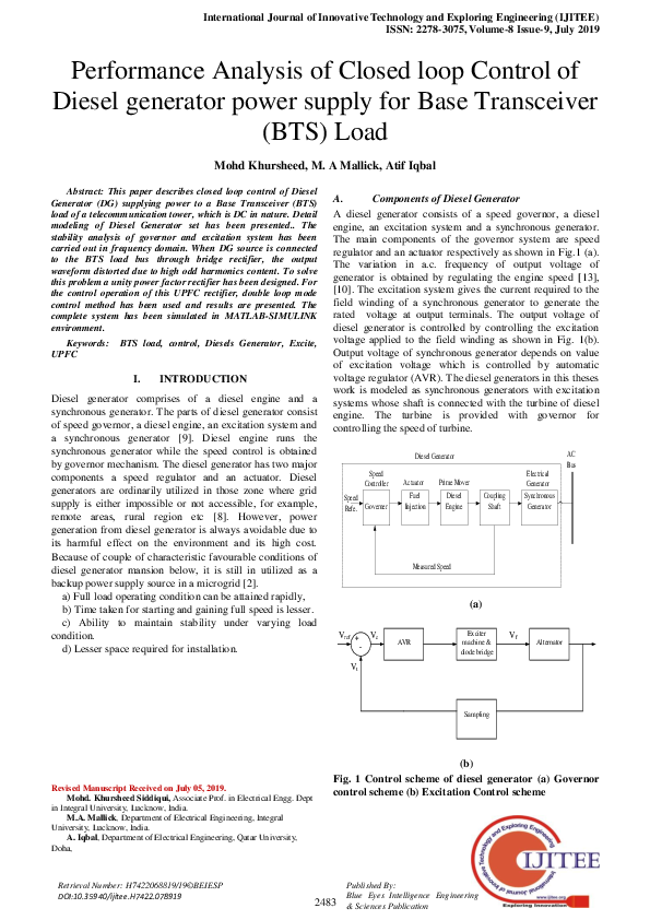 (PDF) Performance Analysis of Closed loop Control of Diesel Generator ...