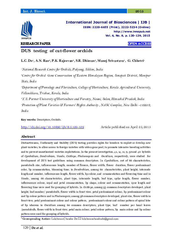 (PDF) DUS testing of cut-flower orchids