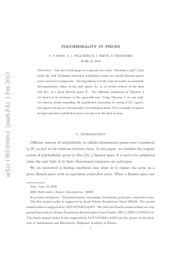 (PDF) Polyhedrality in pieces