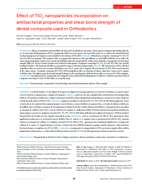 (PDF) Effect of TiO2 nanoparticles incorporation on antibacterial