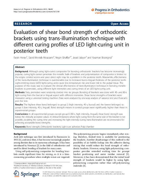 (PDF) Evaluation of shear bond strength of orthodontic resin and resin