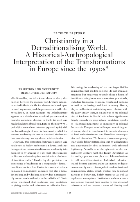 (PDF) Christianity in a detraditionalising world: a historical ...