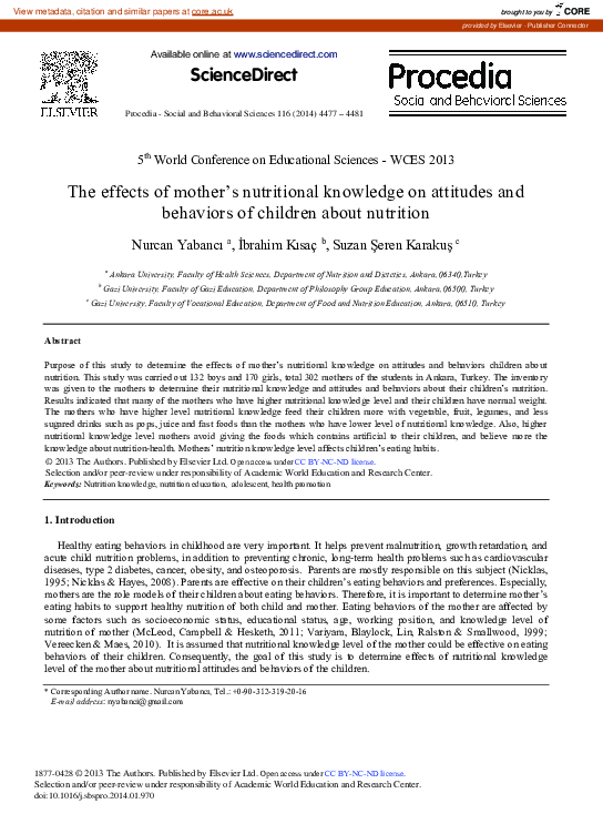 (PDF) The Effects of Mother's Nutritional Knowledge on Attitudes and ...