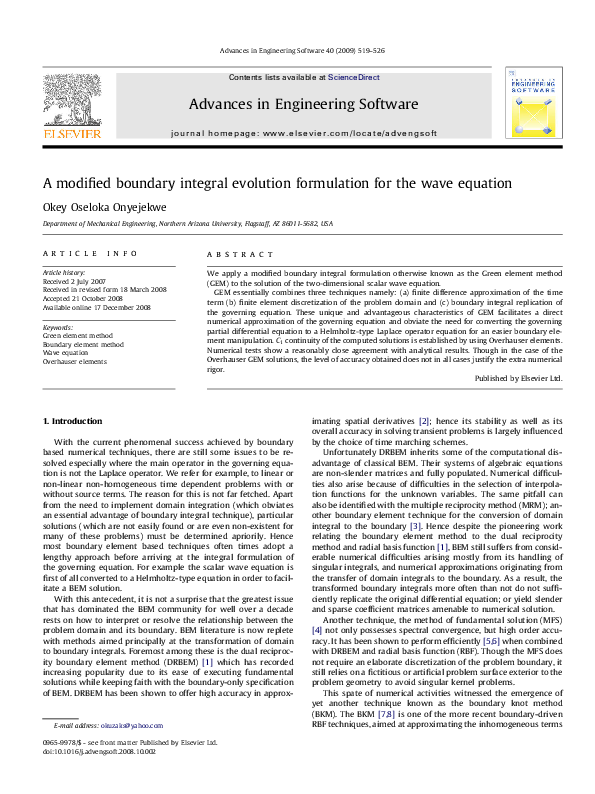 (PDF) A modified boundary integral evolution formulation for the wave ...