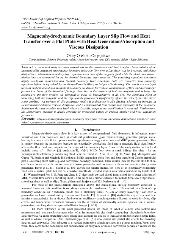 (PDF) Magnetohydrodynamic Boundary Layer Slip Flow and Heat Transfer ...
