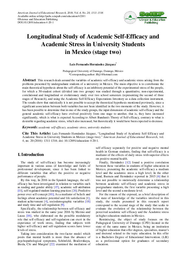 (PDF) Longitudinal Study of Academic Self-Efficacy and Academic Stress ...