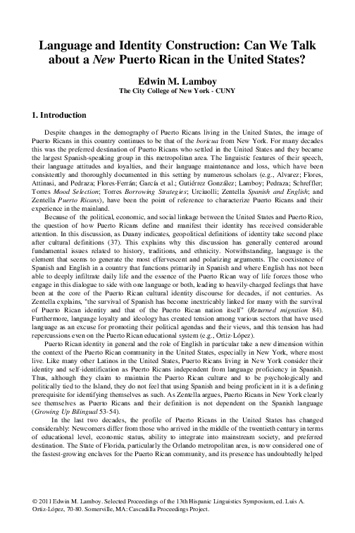 (PDF) Language and Identity Construction:Can We Talk about a New Puerto ...