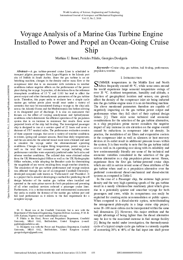 (PDF) Voyage Analysis of a Marine Gas Turbine Engine Installed to Power ...
