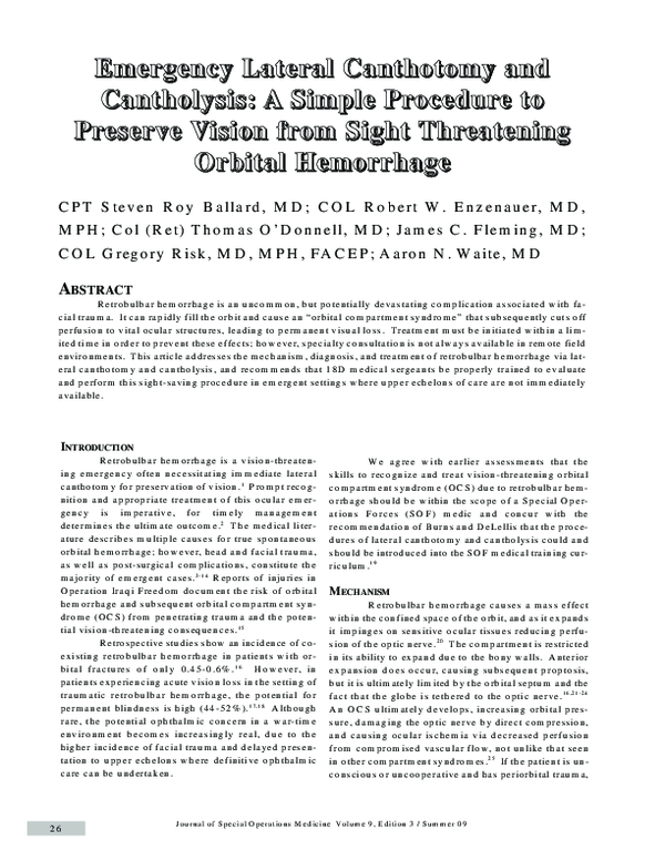 (PDF) Emergency lateral canthotomy and cantholysis: a simple procedure ...