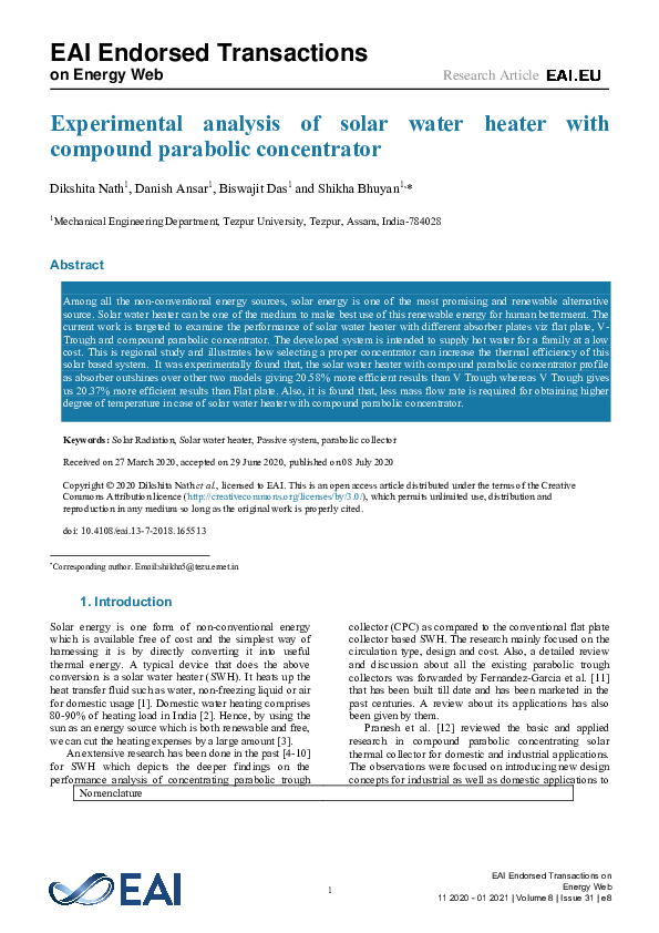 (PDF) Experimental analysis of solar water heater with compound ...