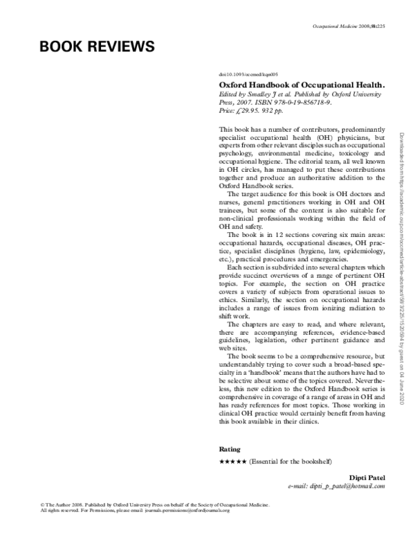 (PDF) Oxford Handbook of Occupational Health