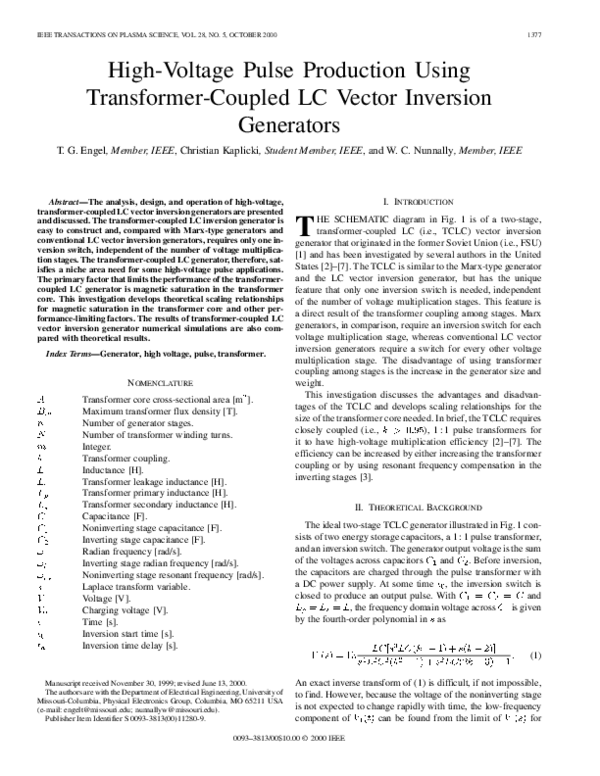 (PDF) High-voltage pulse production using transformer-coupled LC vector ...