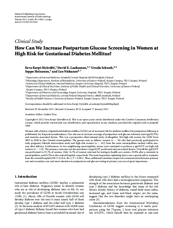 (PDF) How can we increase postpartum glucose screening in women at high ...