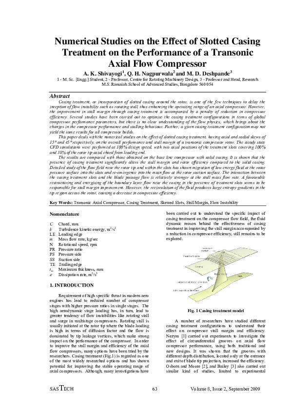 (PDF) Numerical Studies on the Effect of Slotted Casing Treatment on ...