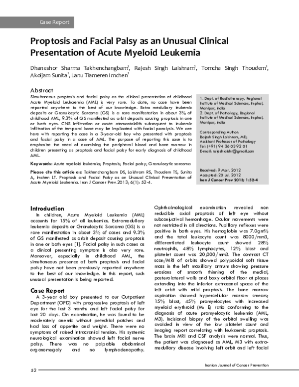 (PDF) Proptosis and facial palsy as an unusual clinical presentation of ...