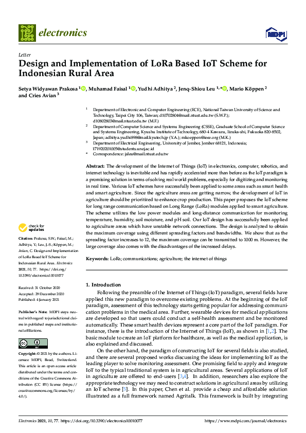 (PDF) Design and Implementation of LoRa Based IoT Scheme for Indonesian ...
