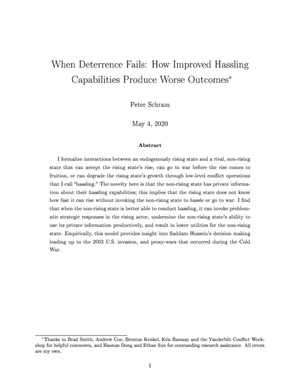 (PDF) When Deterrence Fails: How Improved Hassling Capabilities Produce ...