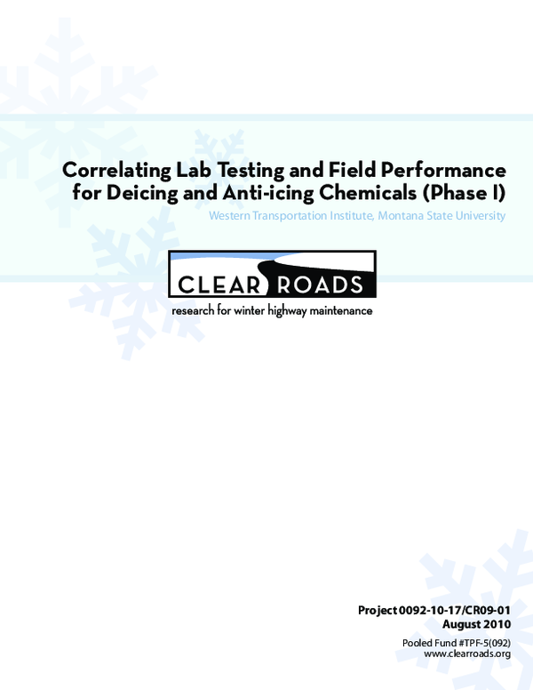 (PDF) Correlating Lab Testing and Field Performance for Deicing and Anti‐icing Chemicals (Phase
