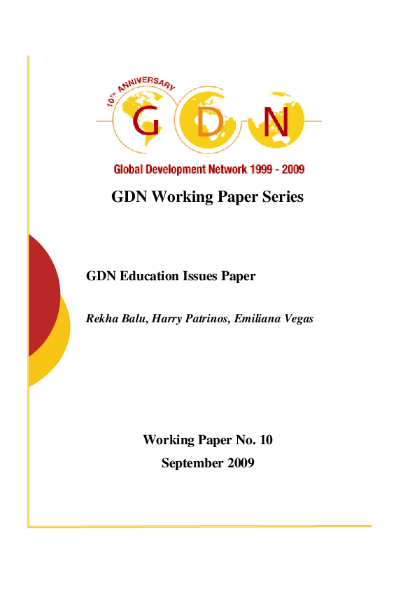(PDF) GDN Working Paper Series GDN Education Issues Paper