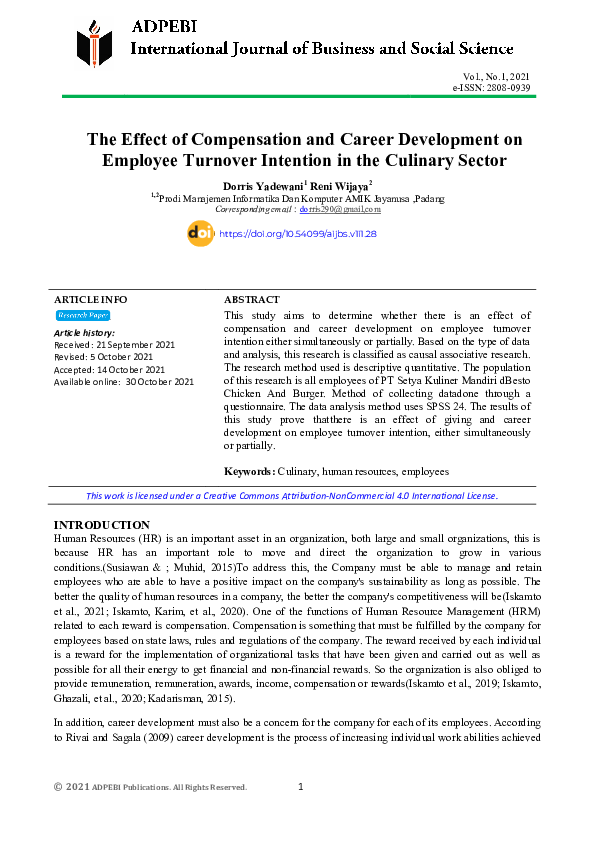 (PDF) The Effect of Compensation and Career Development on Employee ...