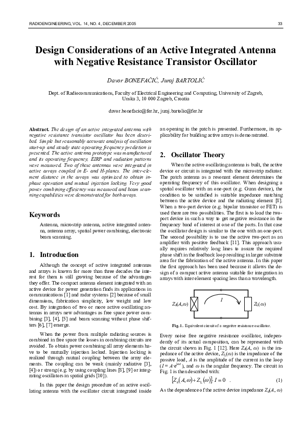 (PDF) Design Considerations of an Active Integrated Antenna with ...