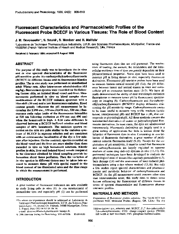 (PDF) Fluorescent Characteristics and Pharmacokinetic Profiles of the ...