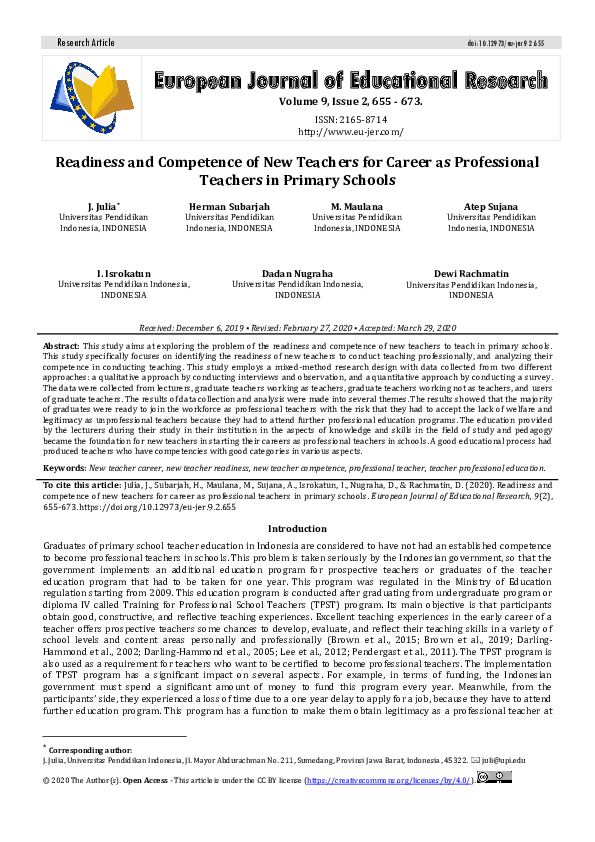 (PDF) Readiness and Competence of New Teachers for Career as ...