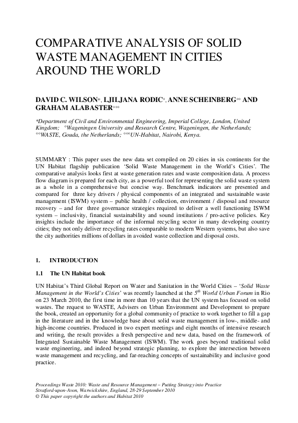 (PDF) Comparative analysis of solid waste management in cities around
