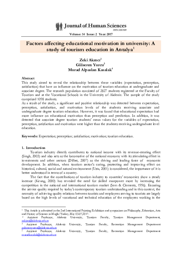(PDF) Factors affecting educational motivation in university: A study ...