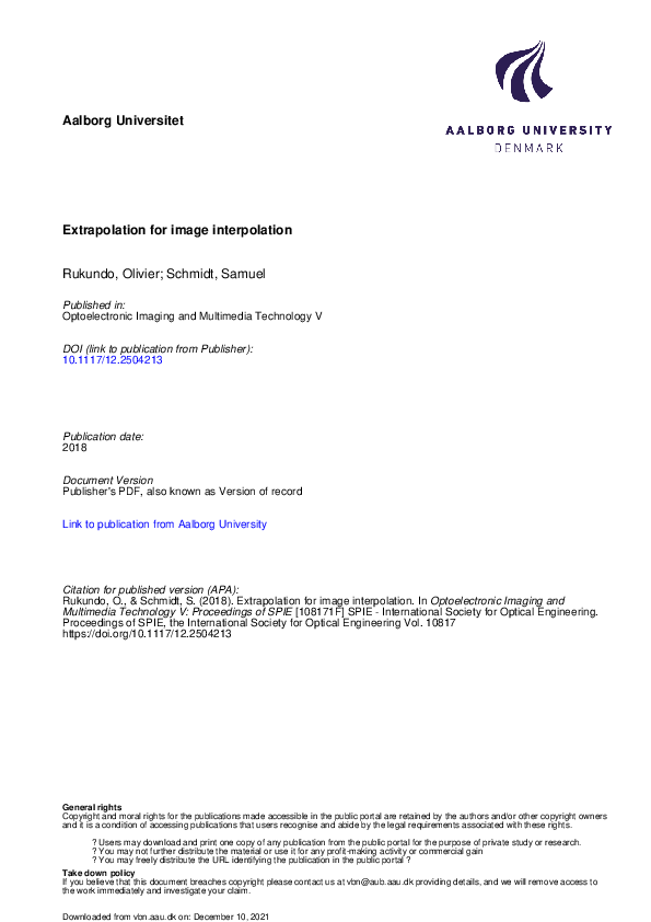 (PDF) Extrapolation for image interpolation