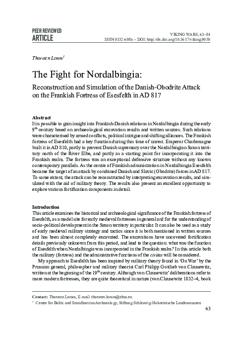 The Fight for Nordalbingia: Reconstruction and Simulation of the Danish-Obodrite Attack on the Frankish Fortress of Esesfelth in AD 817