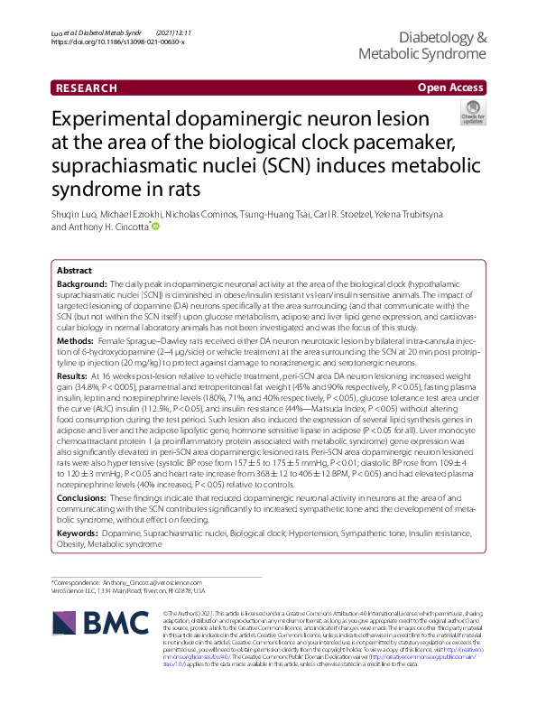 (PDF) Experimental dopaminergic neuron lesion at the area of the ...