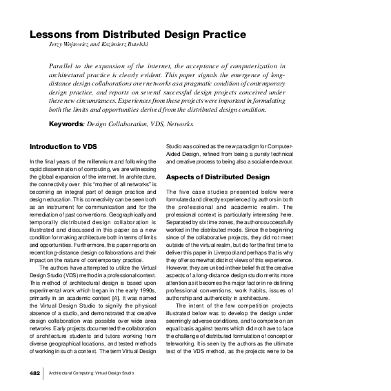 (PDF) Lessons from Distributed Design Practice