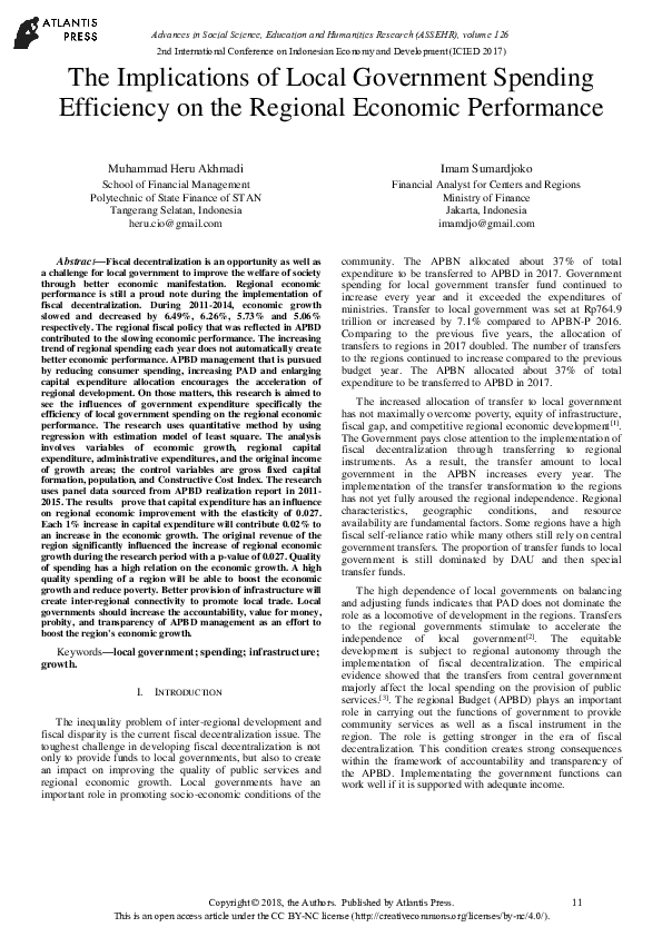 (PDF) The Implications of Local Government Spending Efficiency on the ...