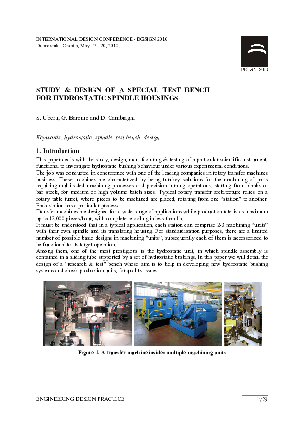 (PDF) Study & Design of a Special Test Bench for Hydrostatic Spindle ...