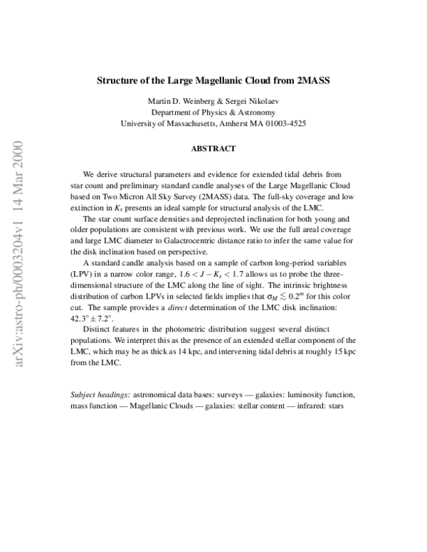 (PDF) Structure of the Large Magellanic Cloud from 2MASS