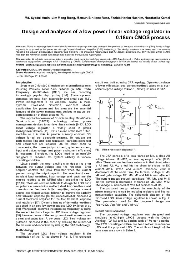 (PDF) Design and analyses of a low power linear voltage regulator in 0 ...
