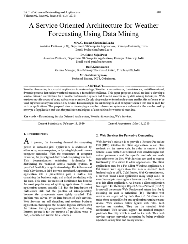 (PDF) A Service Oriented Architecture for Weather Forecasting Using ...
