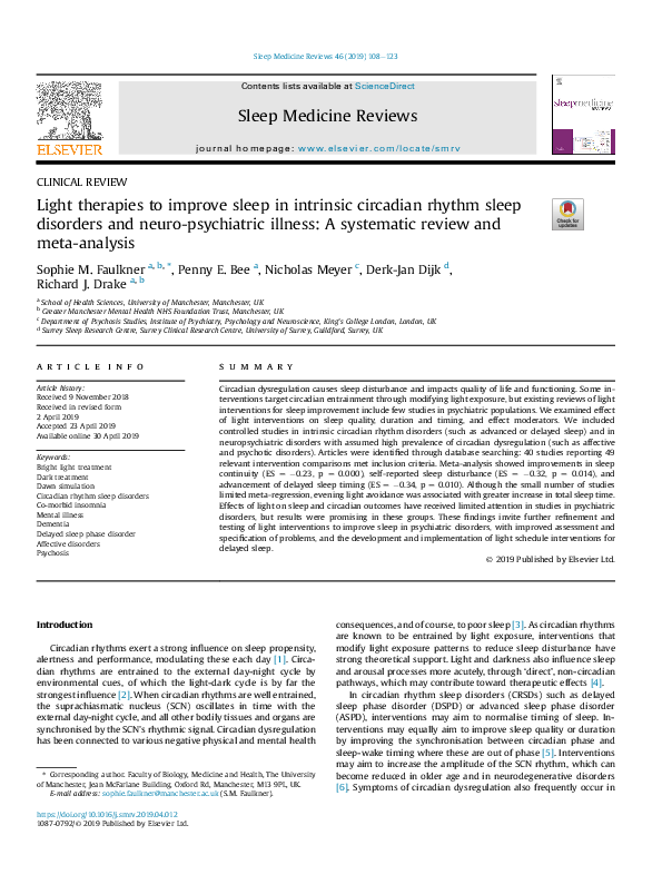 (PDF) Light therapies to improve sleep in intrinsic circadian rhythm ...