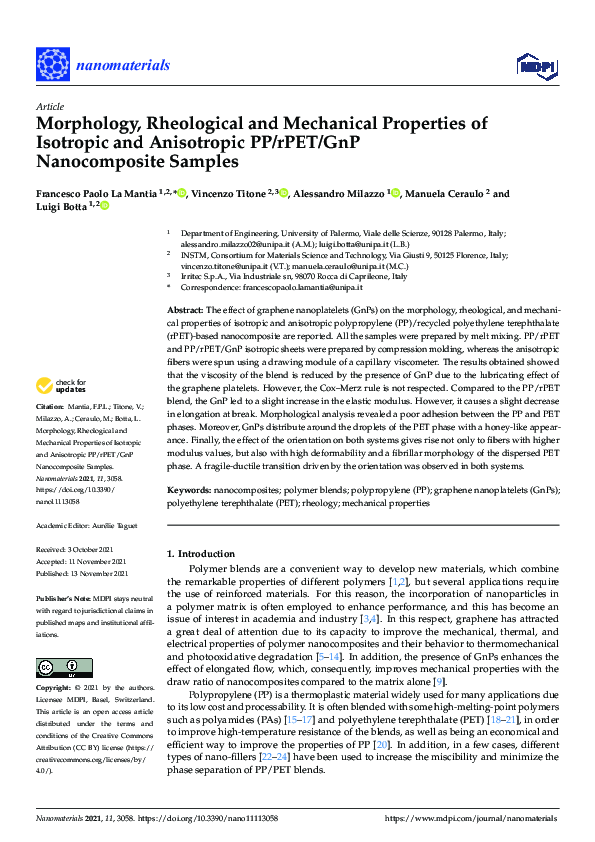 (PDF) Morphology, Rheological and Mechanical Properties of Isotropic ...