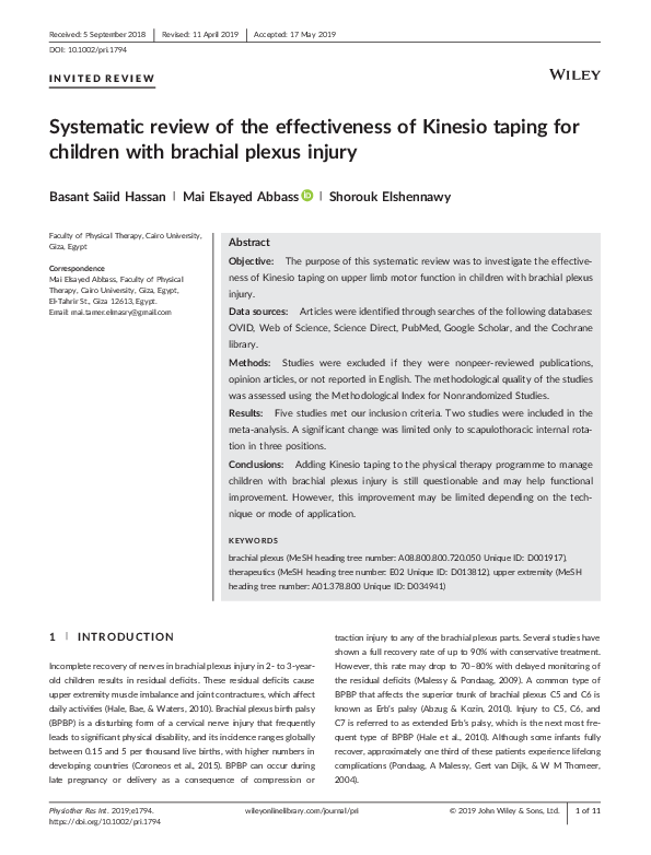 (PDF) Systematic review of the effectiveness of Kinesio taping for