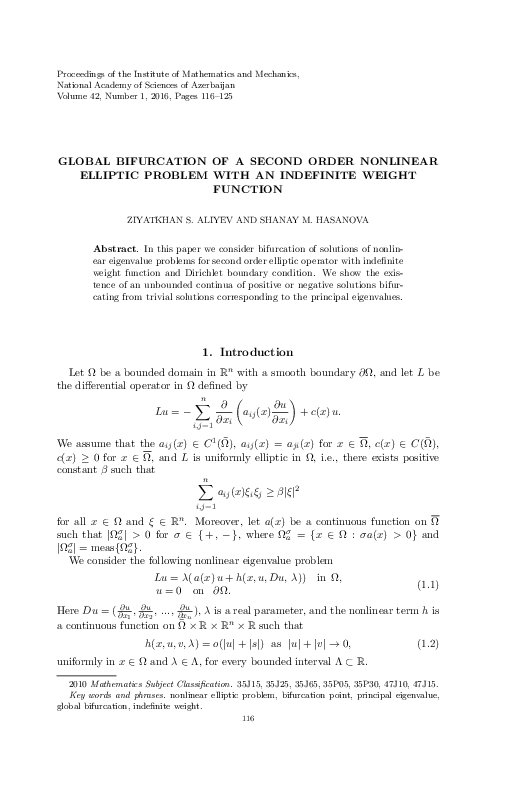 (PDF) Global Bifurcation of a Second Order Nonlinear Elliptic Problem ...