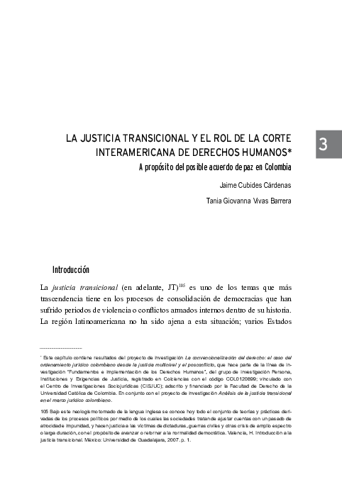 (PDF) La justicia transicional y el rol de la Corte Interamericana de ...