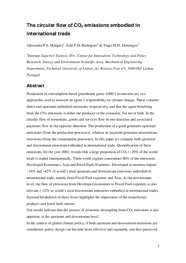 (PDF) The circular flow of CO2 emissions embodied in international trade
