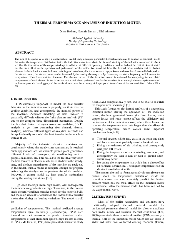 (PDF) Thermal Performance Analysis of Induction Motor