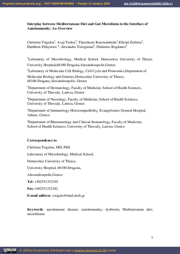 (PDF) Interplay between Mediterranean Diet and Gut Microbiota in the ...