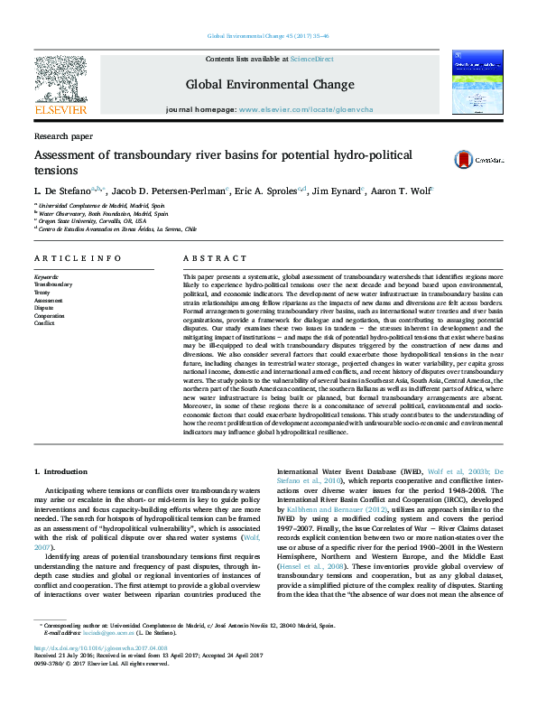 (PDF) Assessment of transboundary river basins for potential hydro ...